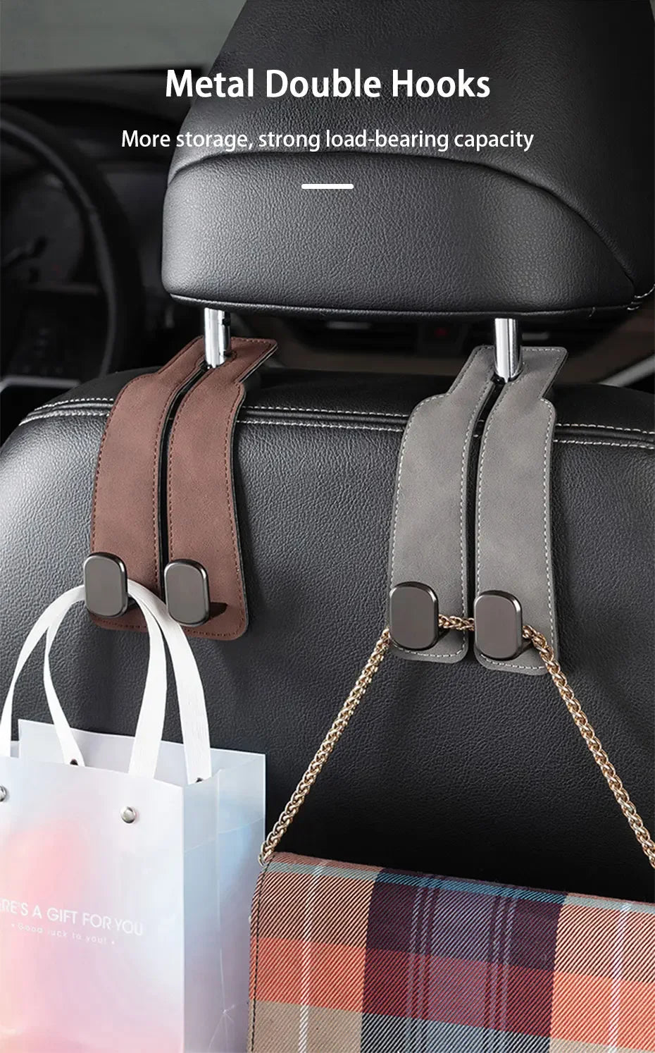 Premium Suede Car Headrest Hook